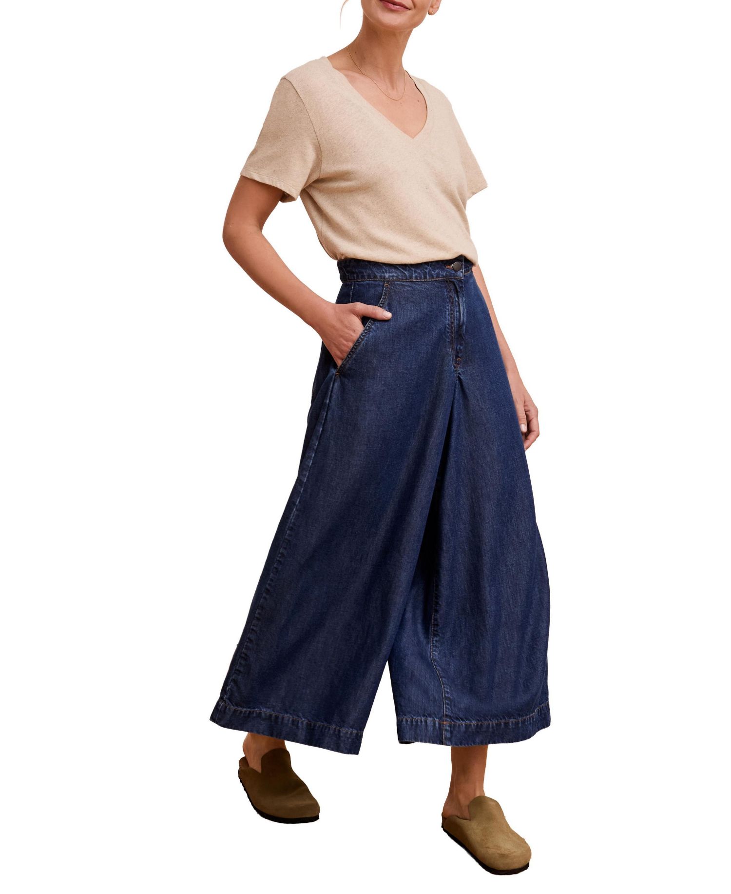 Women's Drape Denim Culotte Pants