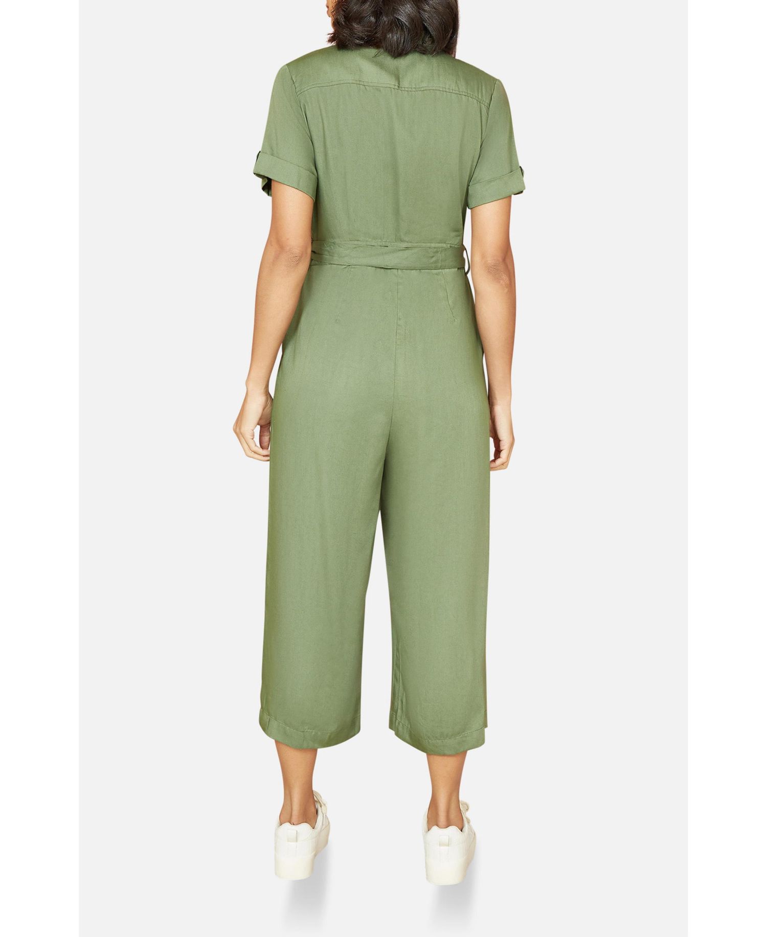 Women's Structured Belted Cropped Jumpsuit