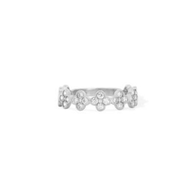 CZ Clover Station Band Sterling Silver