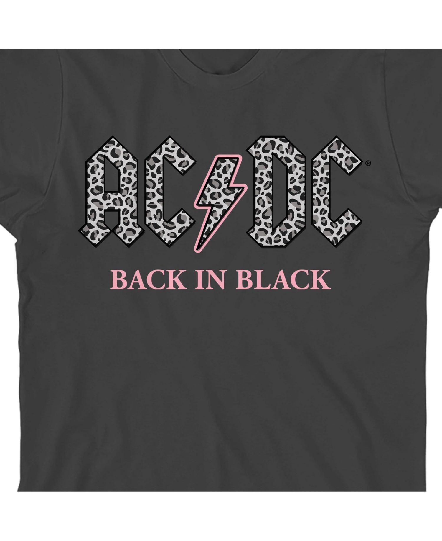 Back In Black Gray Leopard Print Logo Crew Neck Short Sleeve Girl's Black