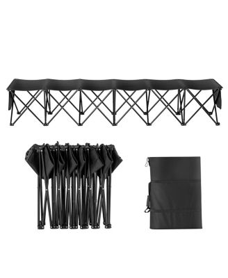 6-Seat Portable Folding Sports Bench with Carry Bag, Outdoor Team Camping Chair