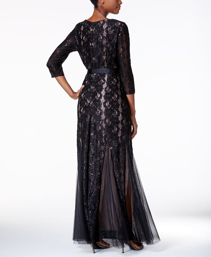 alex evenings sequined lace gown