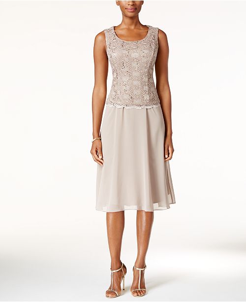 r&m richards sequined lace chiffon gown