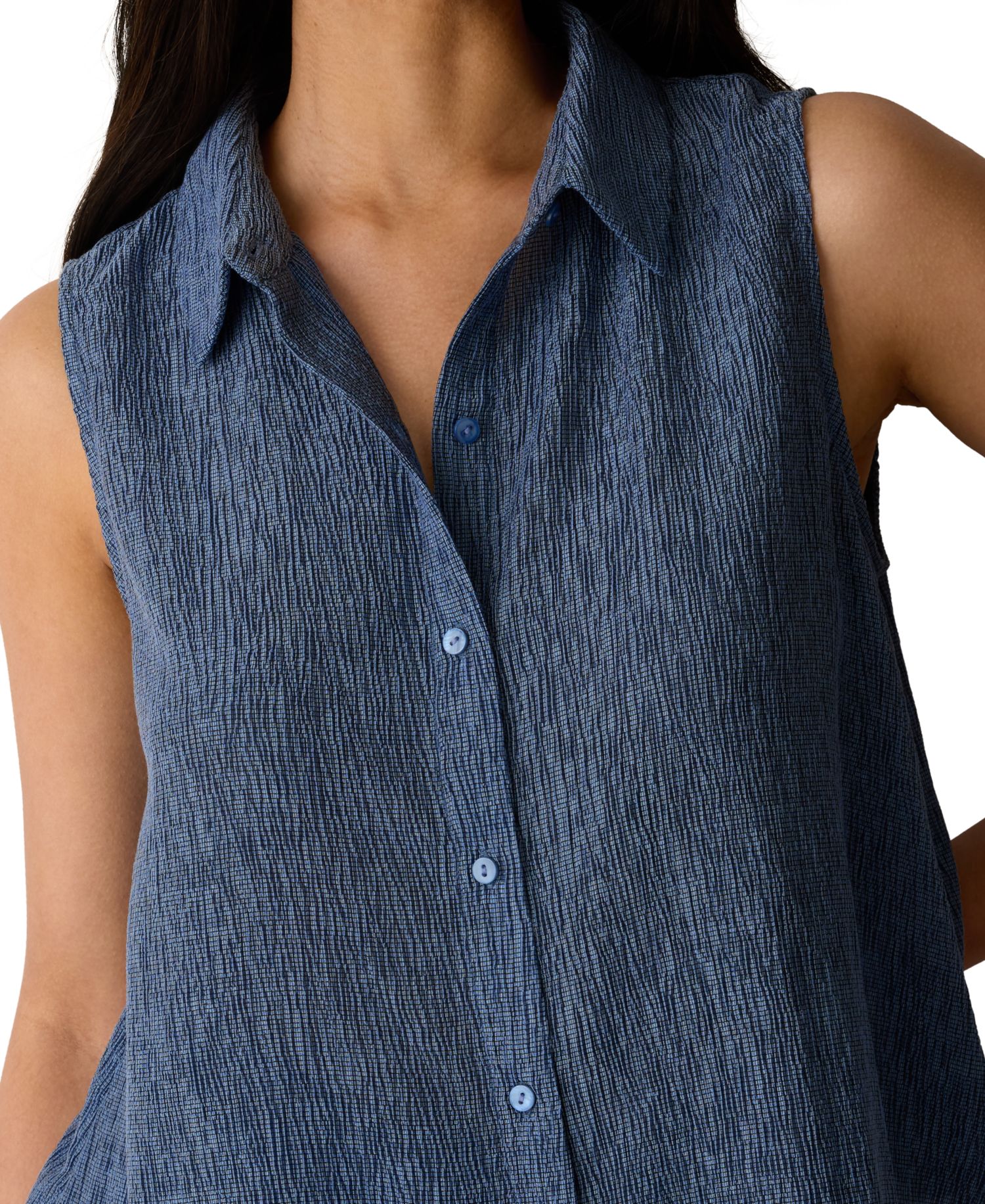 Women's Classic Collar A-Line Sleeveless Shirt, Regular And Plus