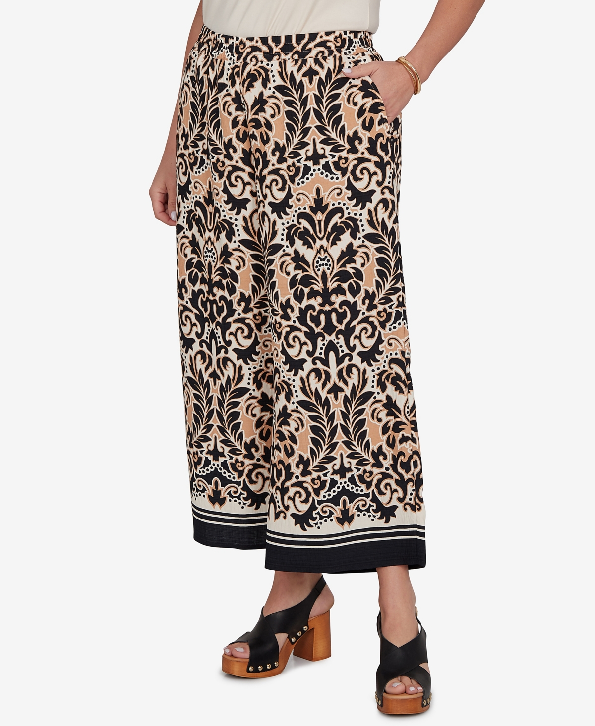 Ruby Rd. Plus Damask Textured Elastic Waist Pants