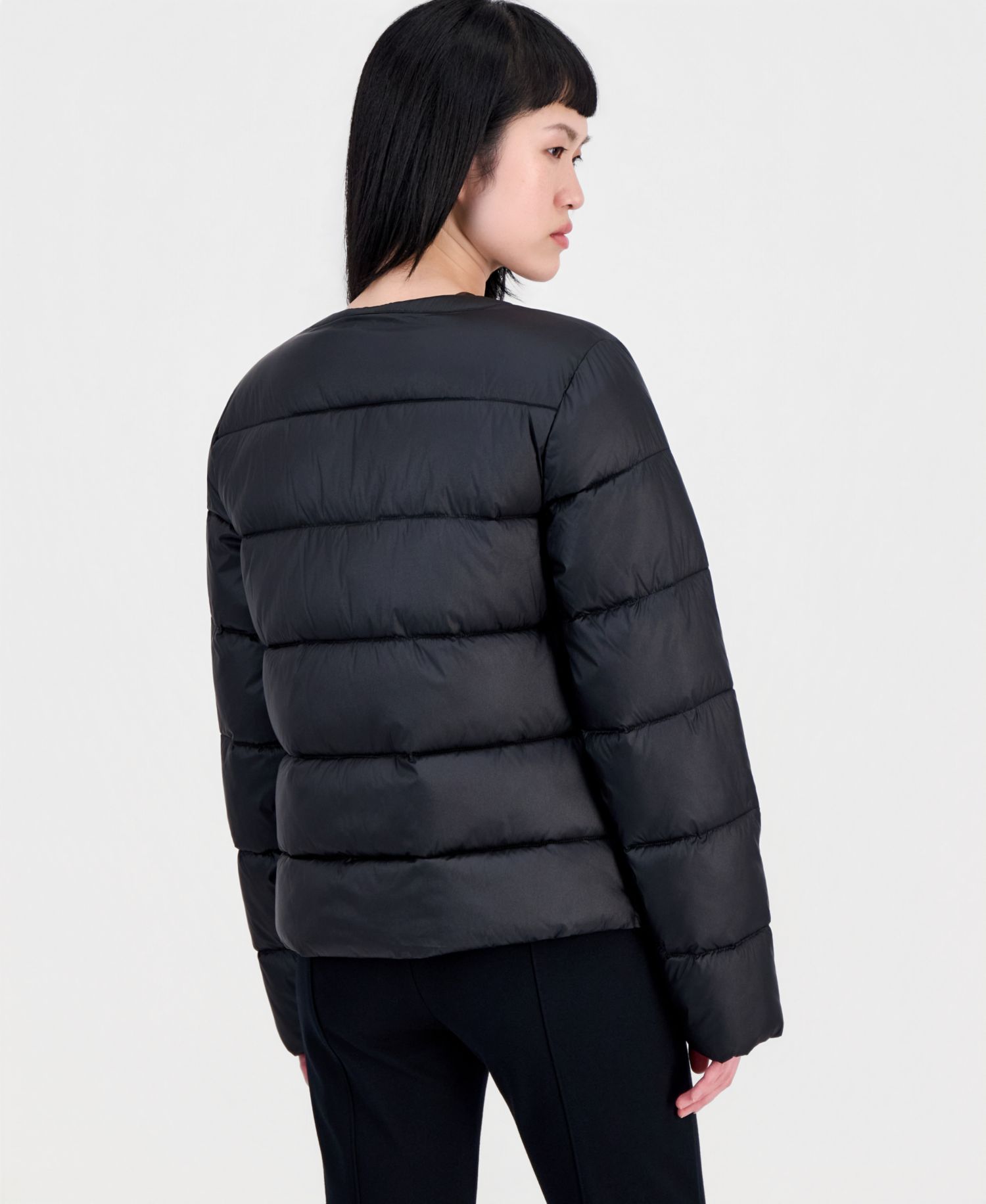 Women's Short Quilted Puffer Collarless Jacket