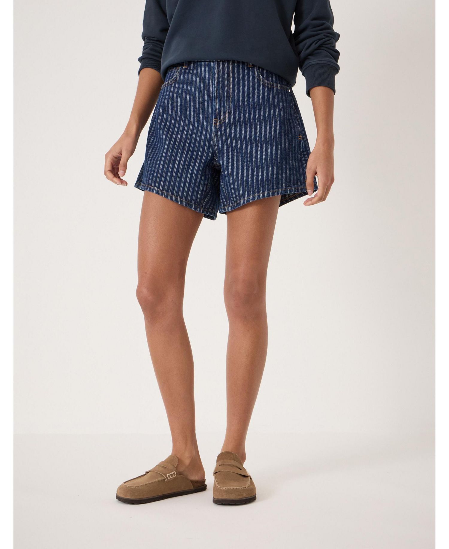 Women's Essential Denim Striped Shorts