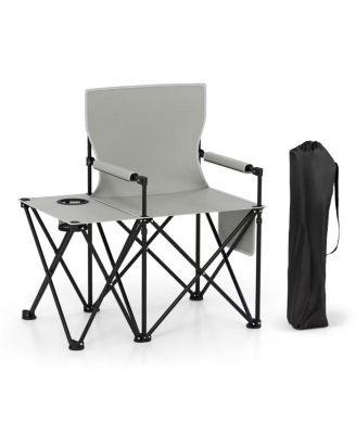 Oversized Camping Chair with Side Table, Cup Holder and Storage Pockets