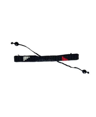 Silent Strength Hand-Beaded Bracelet  in Black with Red & White Triangles