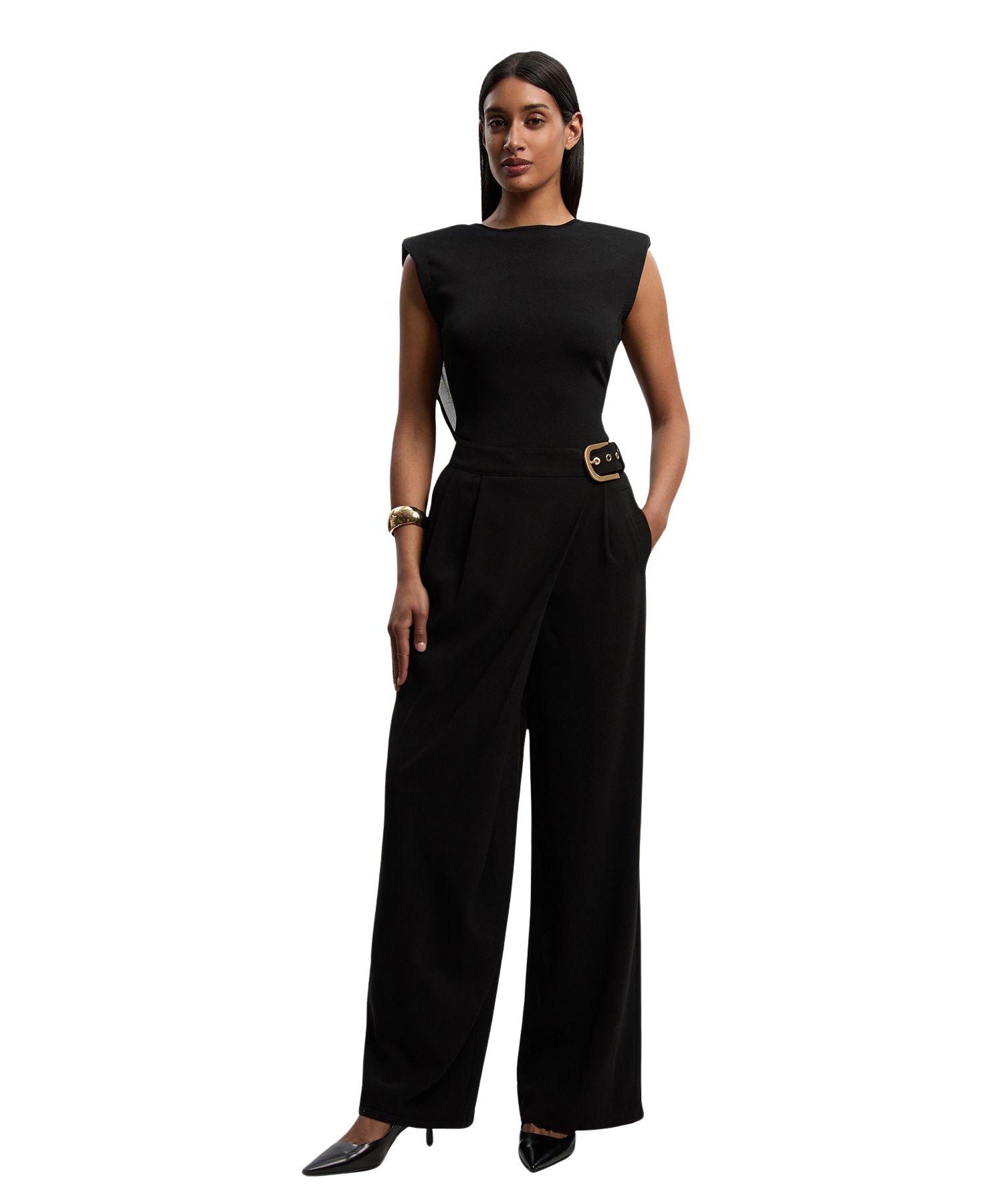 Women's Tailored Crepe Buckle Trousers
