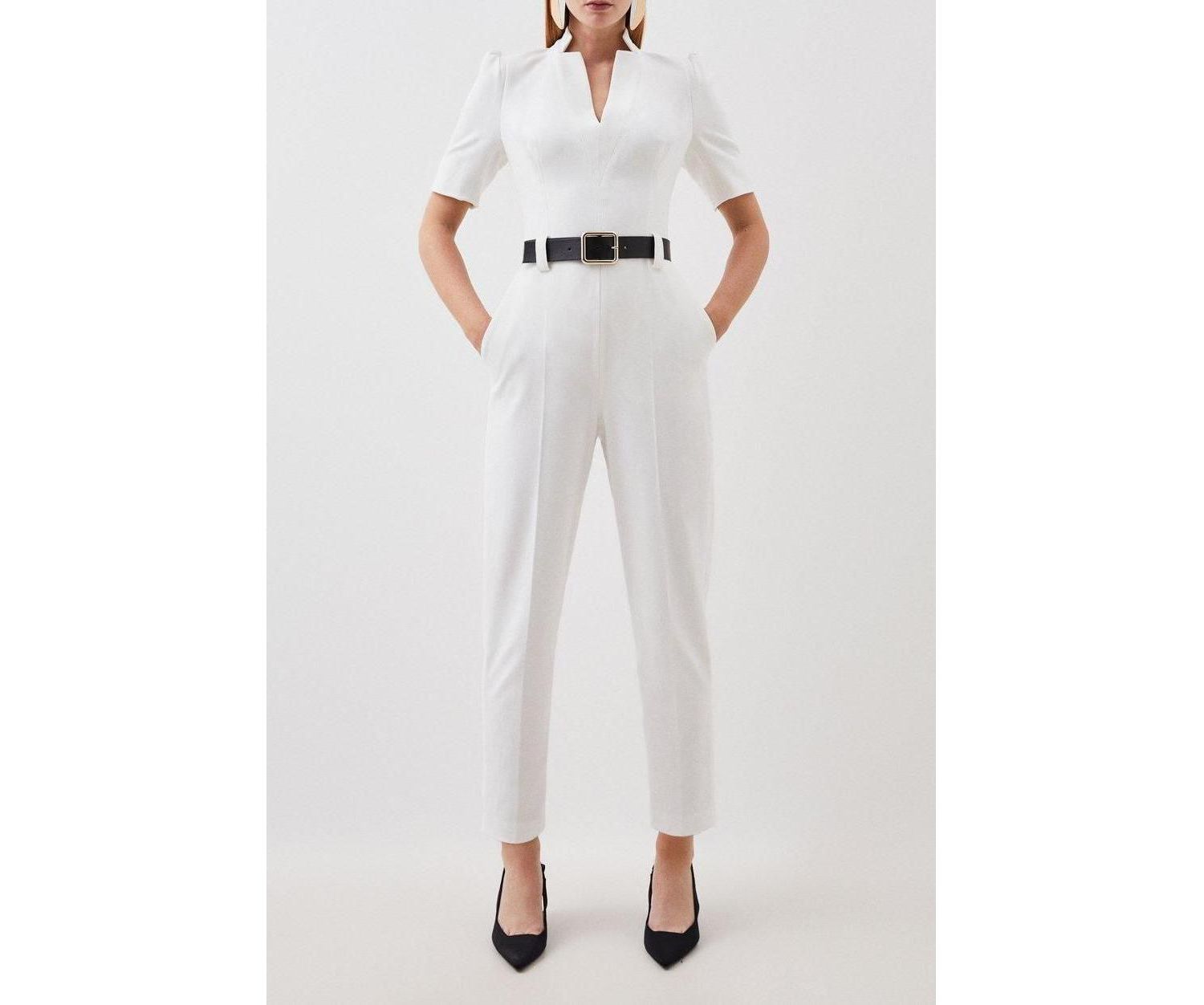 Women's Structured Crepe Forever Belted Jumpsuit