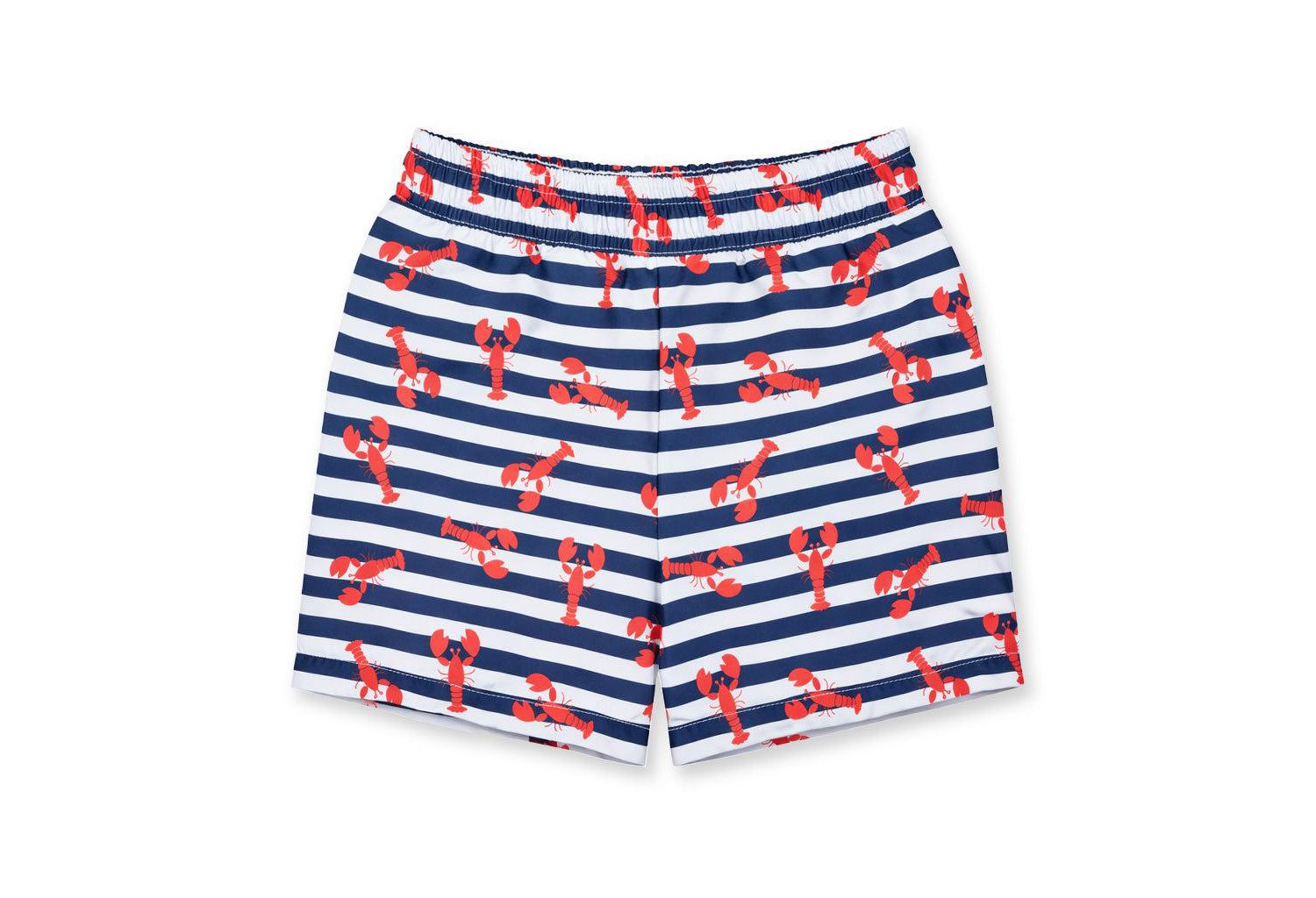 Little Boys Lobster Print Swim Trunk