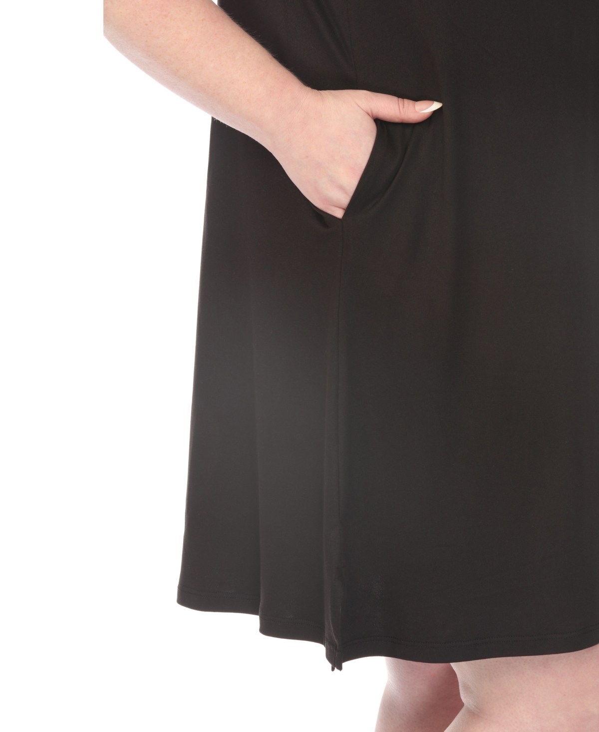 White Mark Plus Scoop Neck Flutter-Sleeve Maternity Dress