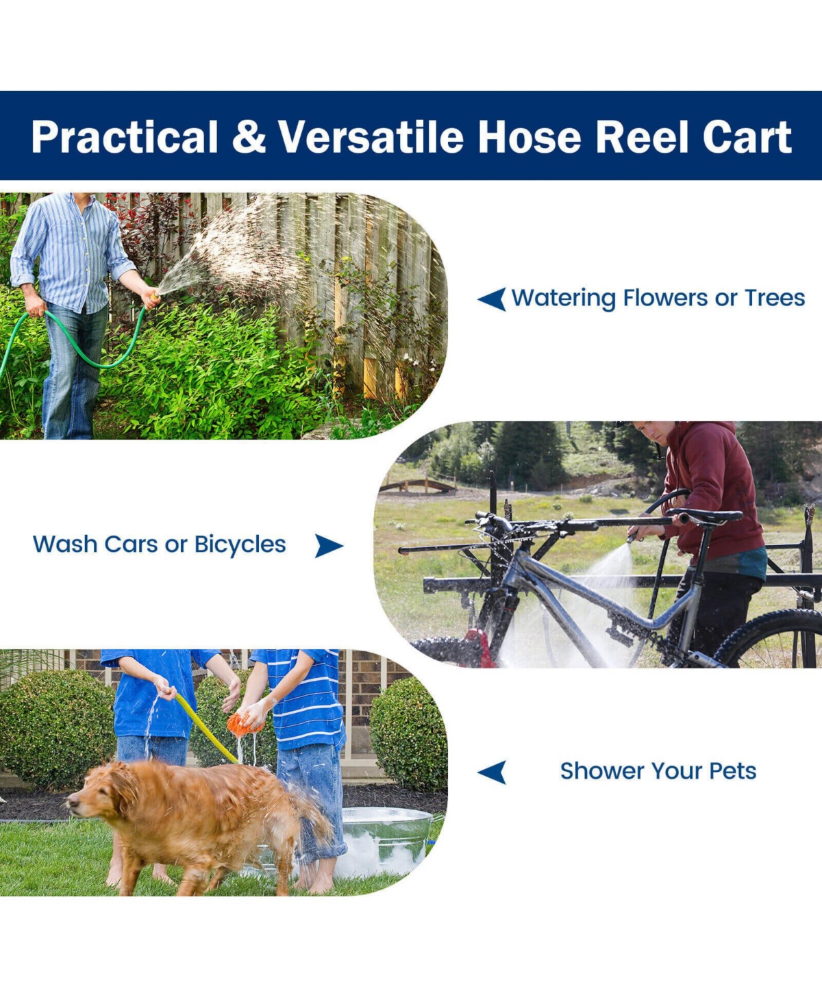 Inolait Garden Hose Reel Cart Holds 330ft of 3/4 Inch or 5/8 Inch Hose