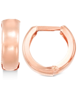 image of Polished Wide Huggy Hoop Earrings in 10k Rose Gold