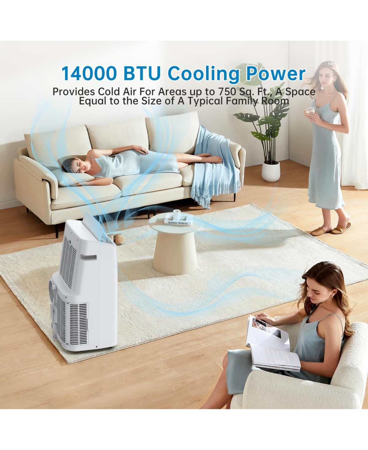 Xo 14,000 Btu Portable Air Conditioner, 4-in-1 Cooling, Dehumidifier, Fan and Sleep Mode, Remote Control, Window Kit
