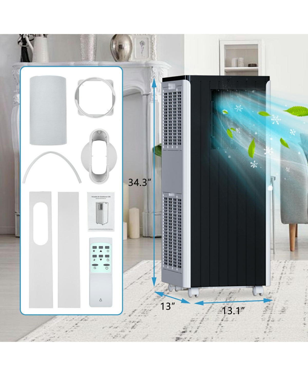 Xo 3-in-1 8000 Btu Portable Air Conditioner with Cooling, Dehumidifier and Fan, Quiet Operation, Cools Up to 350 Sq.Ft.