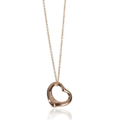 Pre-Owned Tiffany & Co Rose Gold Diamond Elsa Peretti Open Heart Pendant - Rose gold