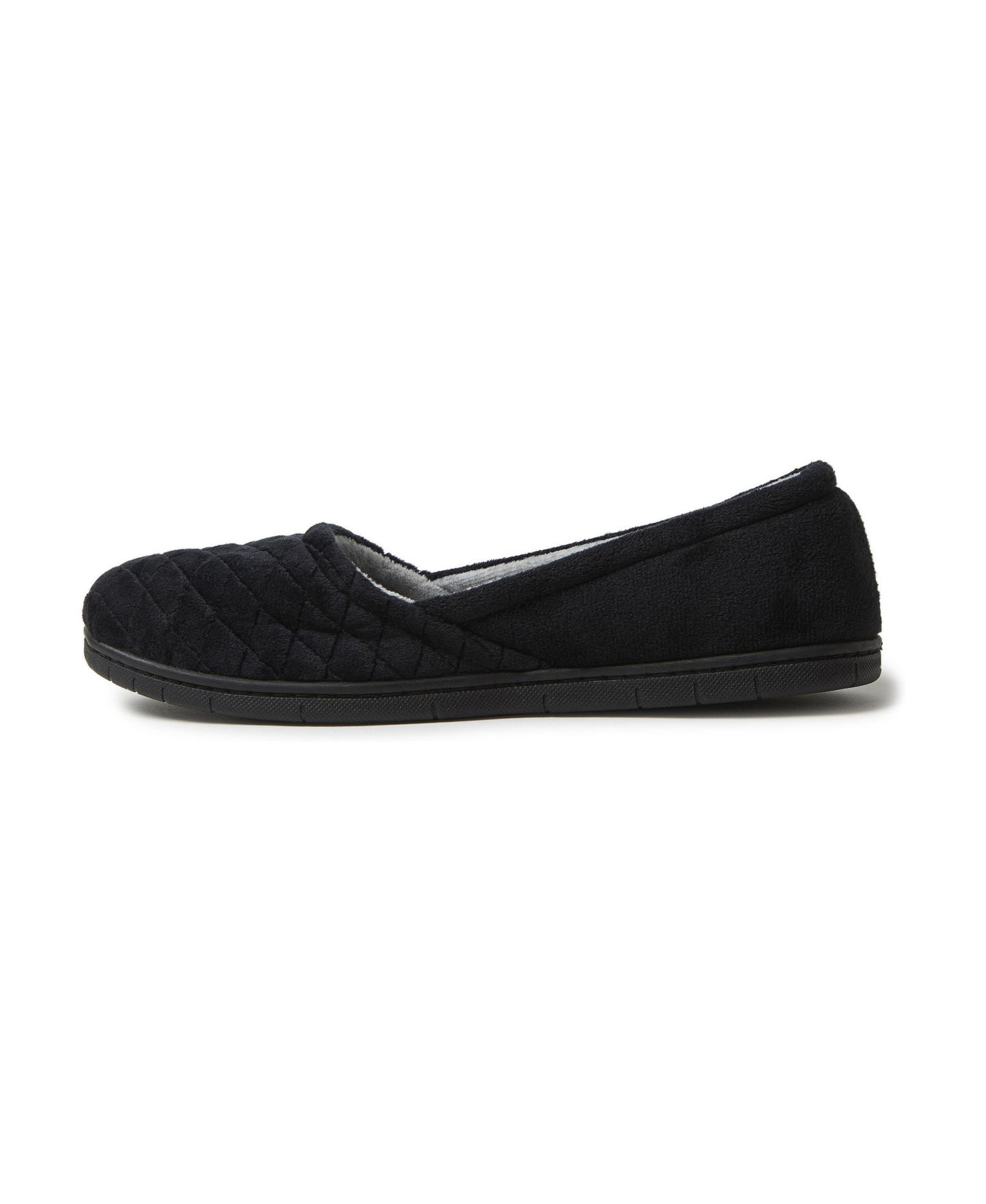 Женские тапочки Dearfoams Katie Microfiber Velour Espadrille House Slipper, цвет: Чёрный — фото 4