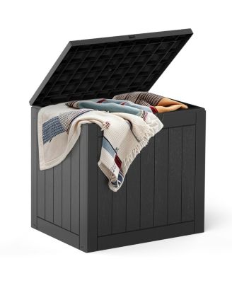 31 Gallon Lockable Deck Box, Waterproof Resin Outdoor Storage with Lid