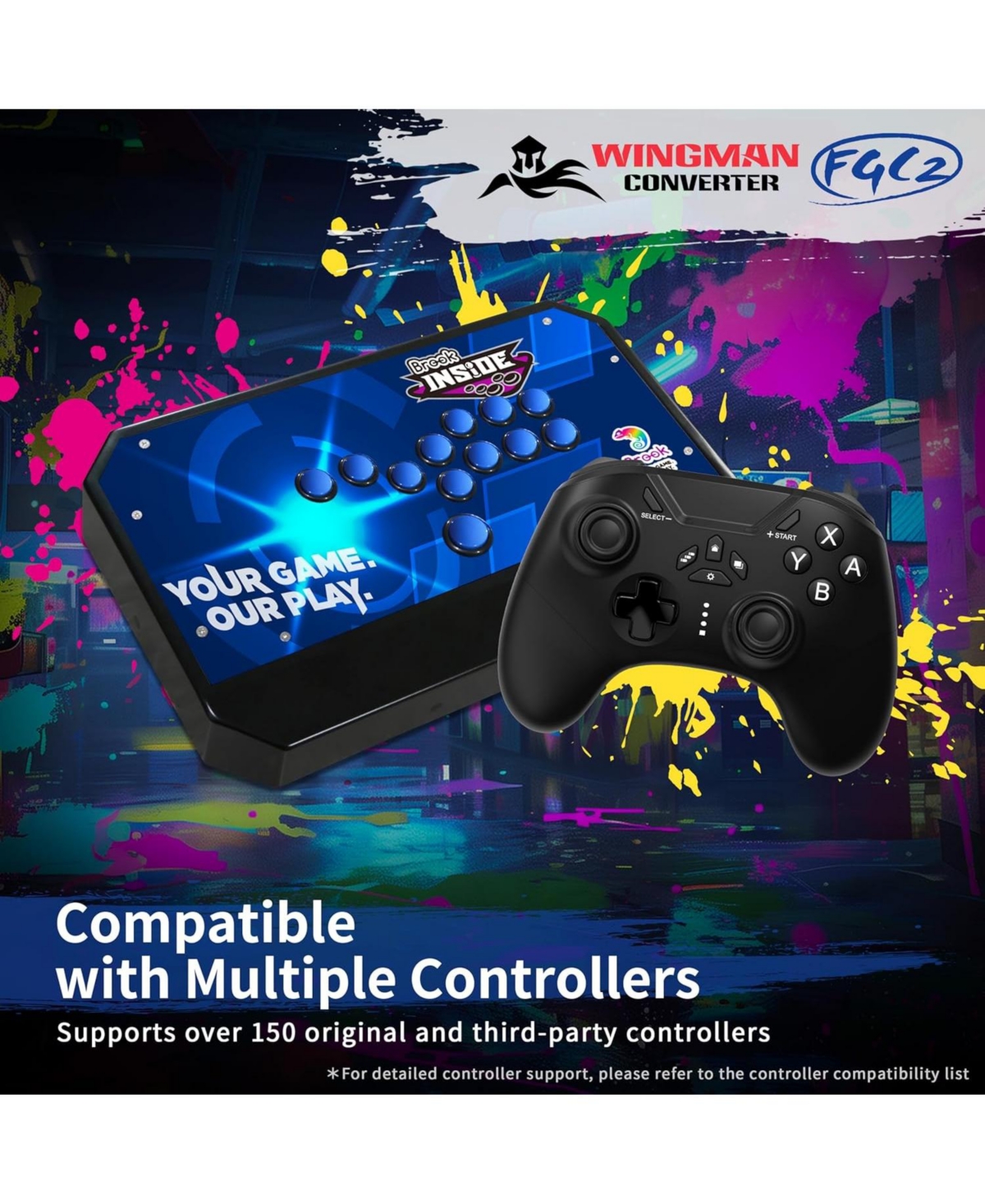 Brook Wingman FGC2 Wired Controller Adapter for PlayStation 5 and Pc