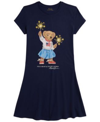Girls' 7-16 Polo Bear Short-Sleeve Jersey Dress