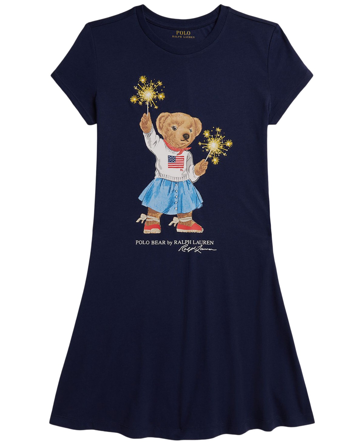 Детские Polo Ralph Lauren Girls' 7-16 Polo Bear Short-Sleeve Jersey Dress — фото 1