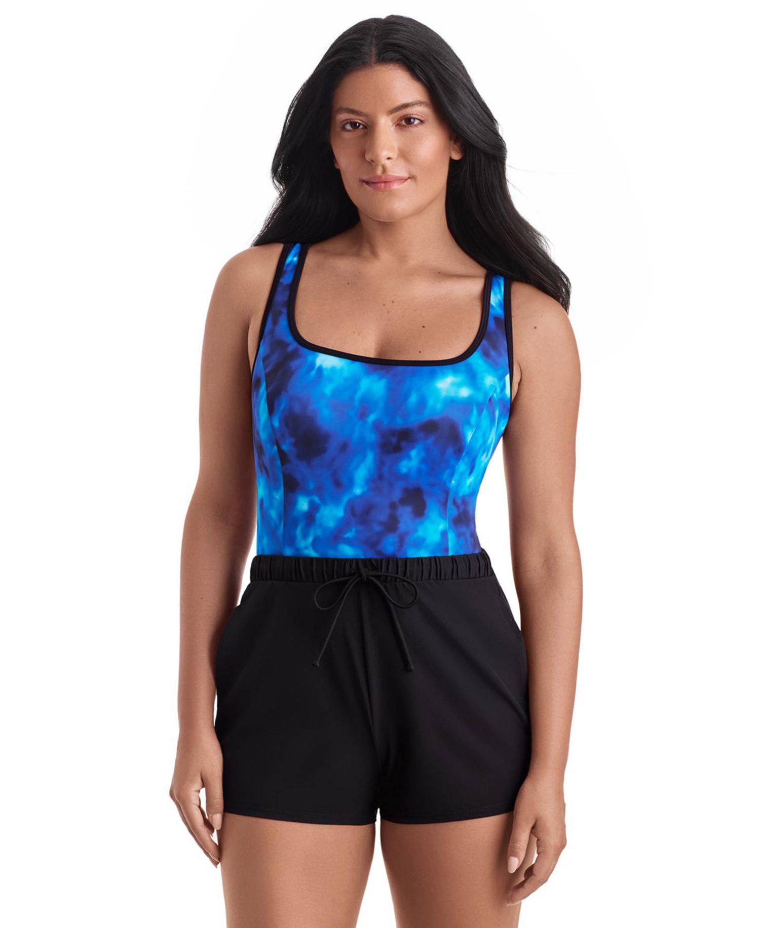 Women's Sport Binded Scoop Neck Runaround One-Piece Swimsuit