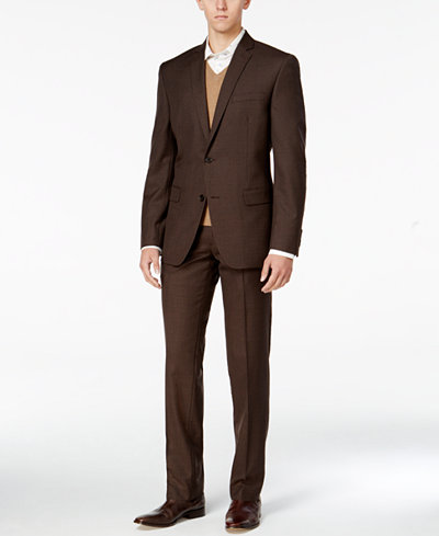 Bar III Men's Slim-Fit Brown Mini-Check Suit Separates, Only at Macy's
