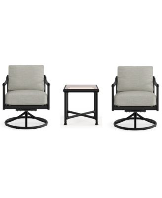 Wellington 3-Piece Outdoor Swivel Rockers and Side Table Set