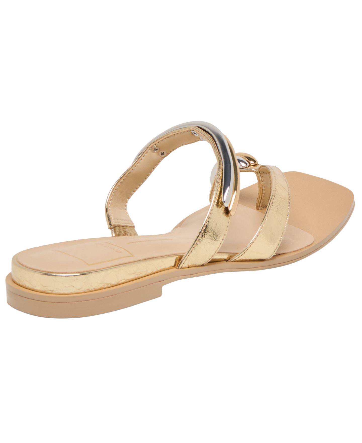 Женские сандалии Dolce Vita Tarina Square Toe Embellished Flat, цвет: Золотой кожаный — фото 6