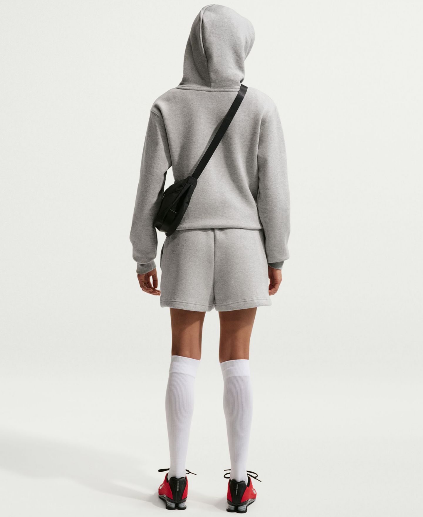 Женское худи Nike Studio Fleece Medium Weight Pullover, цвет: Серый меланжевый / Молочный — фото 6