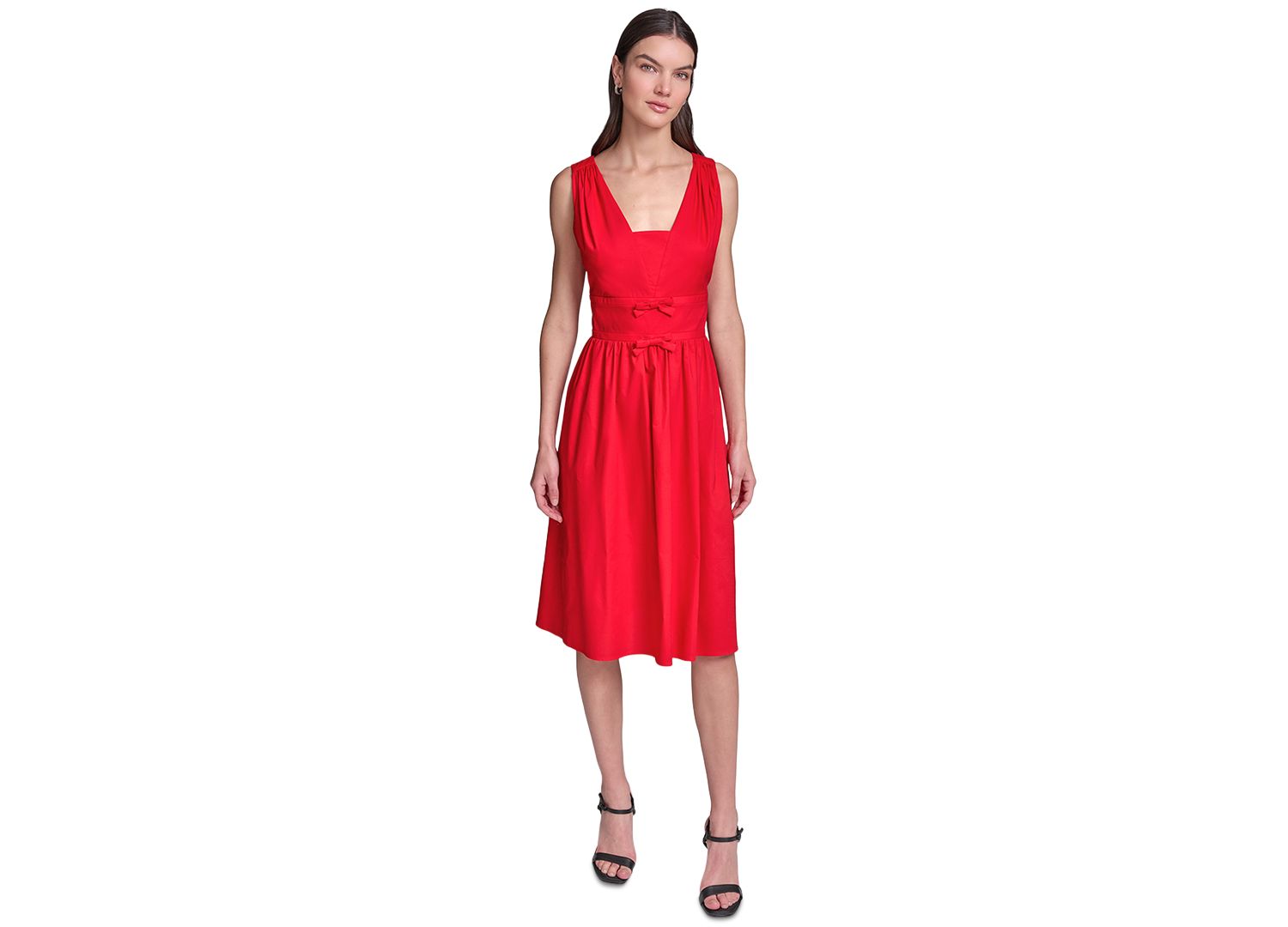 Women's Double Bow Fit & Flare Midi Dress