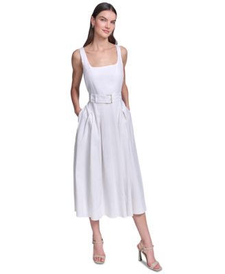 fit and flare midi wedding guest dress High-Stretch Midi Wedding Guest Dress