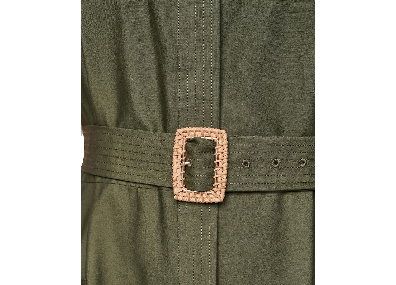 Plus Size Trapunto Stitch Short-Sleeve Belted Midi Shirt-Dress