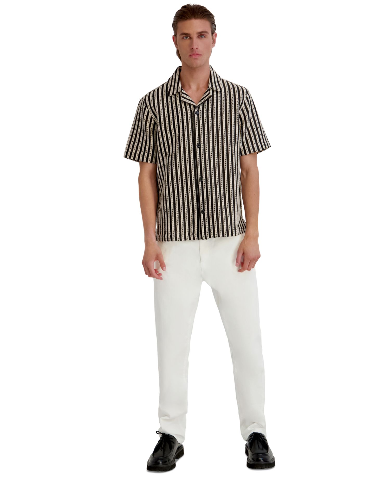 Men's Vertical Stripe Short-Sleeve Shirt