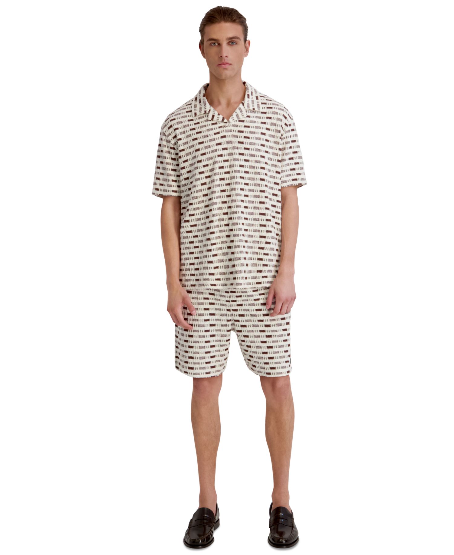 Men's Print Short-Sleeve Johnny Collar Polo Shirt