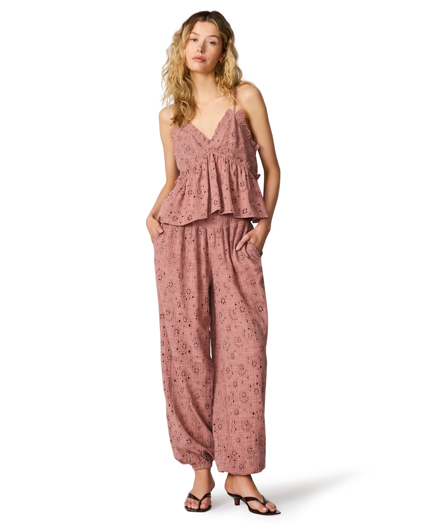 Women's Bryna Sleeveless Eyelet V-Neck Top