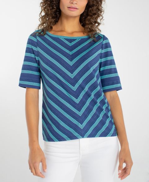 Женская футболка Liverpool Los Angeles Petite Short-Sleeve Boat Neck, цвет: Тёмно-синий бирюзовый