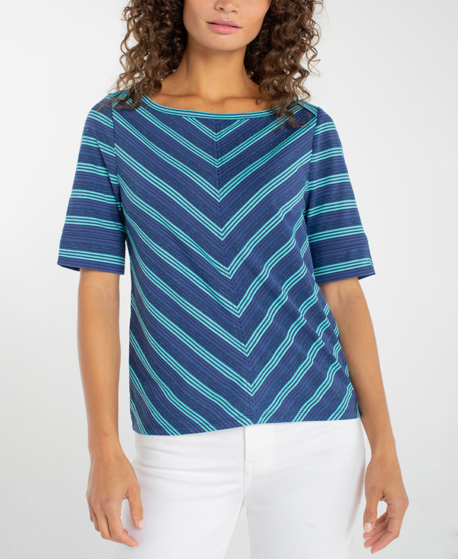 Petite Short-Sleeve Boat Neck T-Shirt