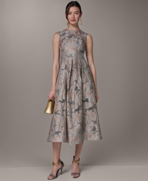 Женские платья Donna Karan New York Women's Jacquard Crew Neck Midi Fit & Flare Dress