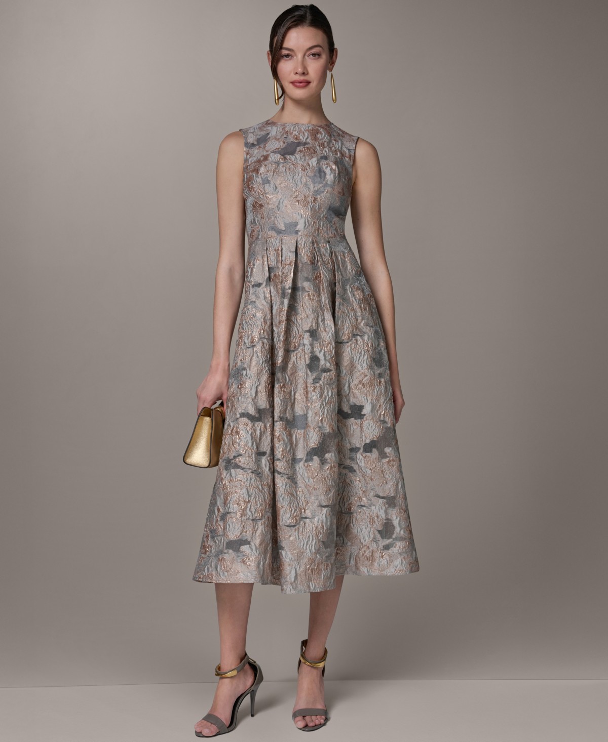 Женские платья Donna Karan New York Women's Jacquard Crew Neck Midi Fit & Flare Dress — фото 1