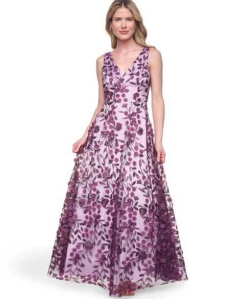 Женское платье Eliza J Sleeveless V-Neck Ball Gown, цвет: Персиковый коралловый