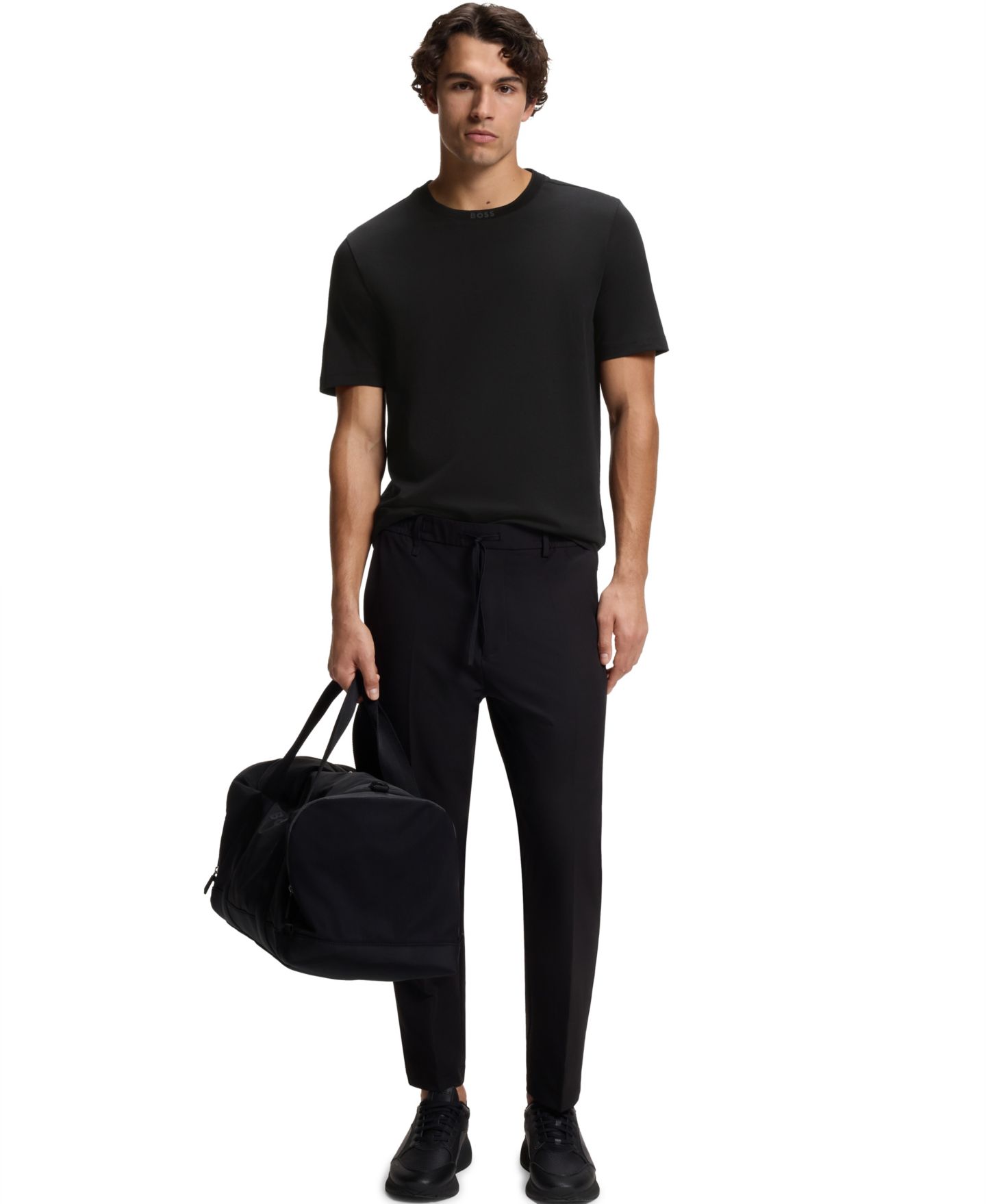 Мужская футболка Hugo Boss Cotton Regular-Fit Crew-Neck, цвет: Чёрный — фото 4