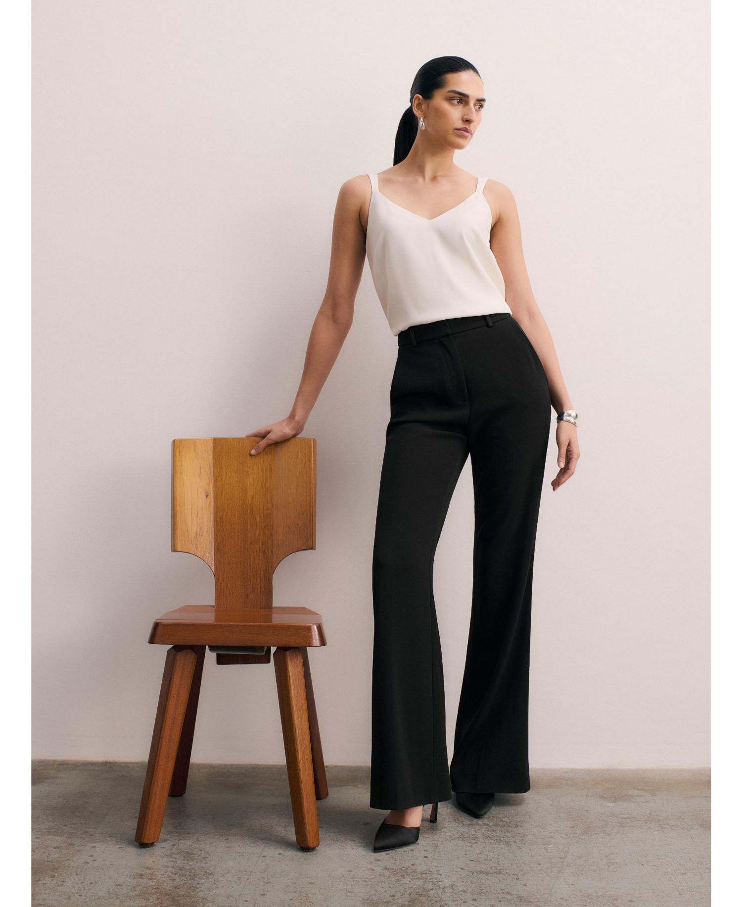 Women's Mid Rise Wide Leg Trousers