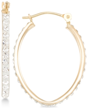 image of Crystal Pave Tapered Hoop Earring in 10k Gold