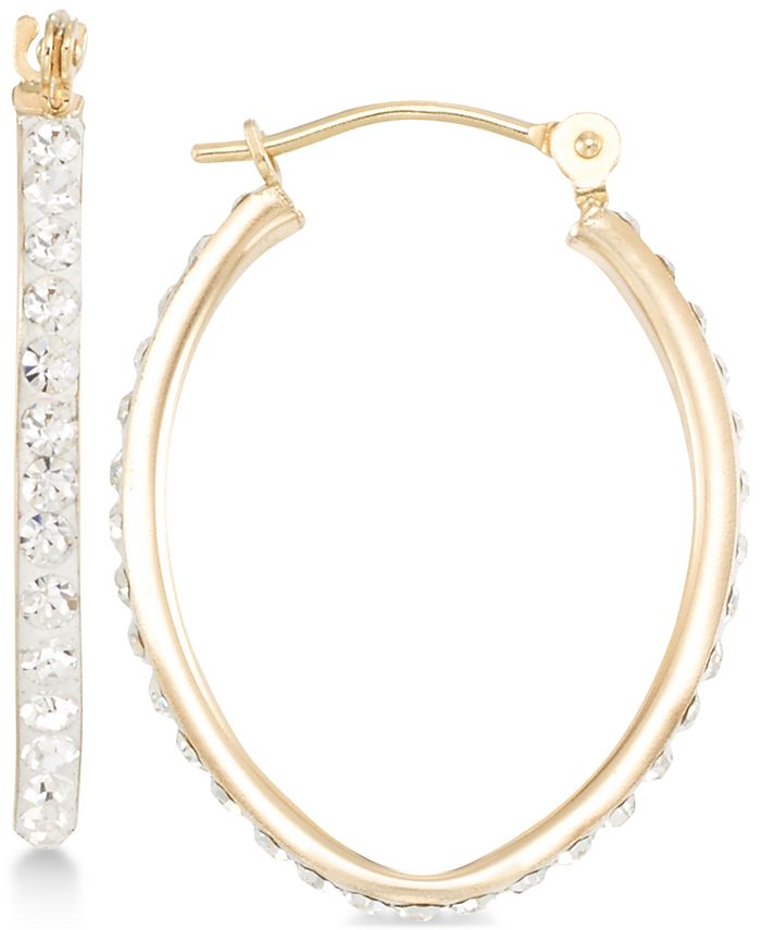Macy's Crystal Pavé Tapered Hoop Earring in 10k Gold Macy's
