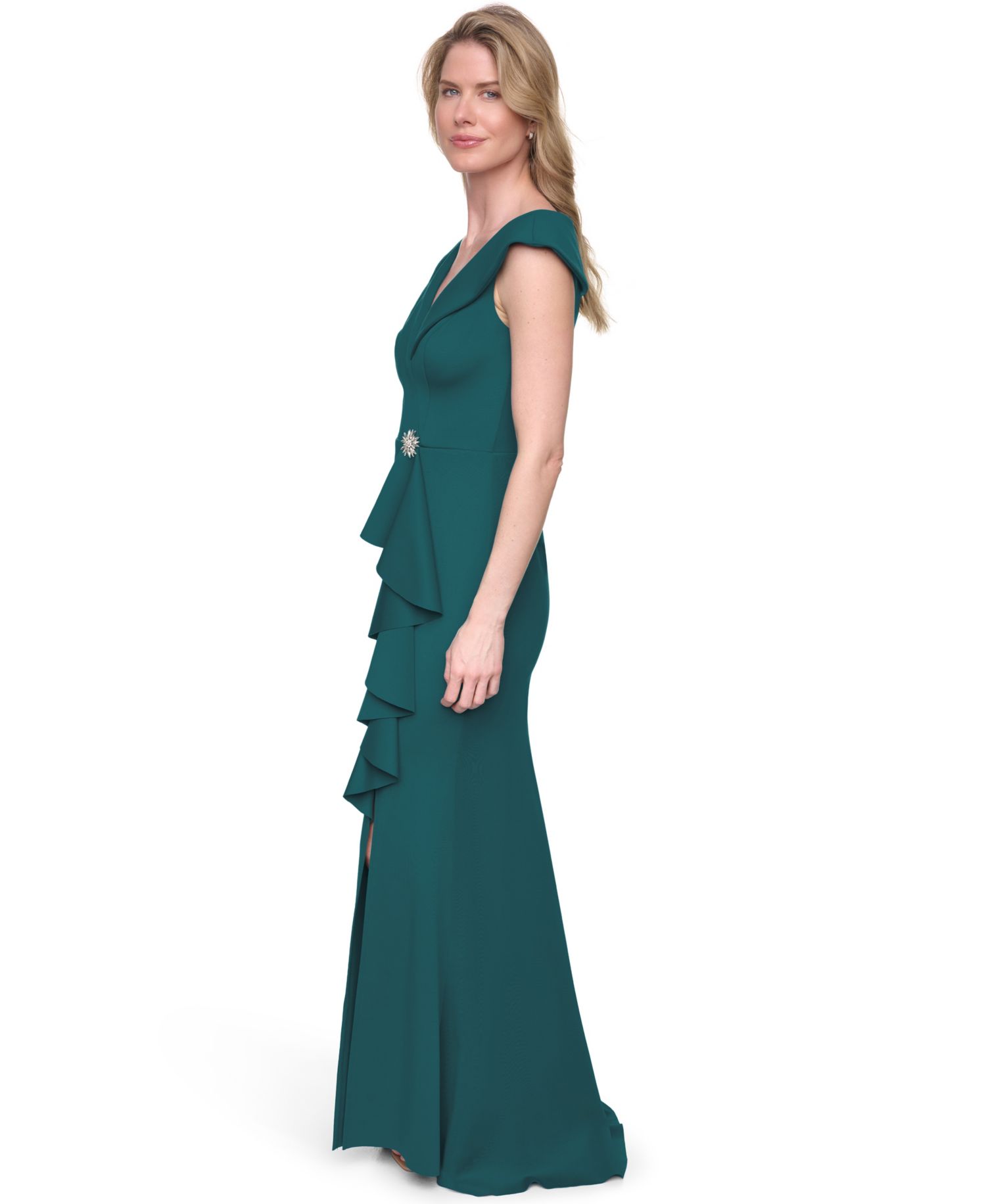 Women's Scuba V-Neck Gown