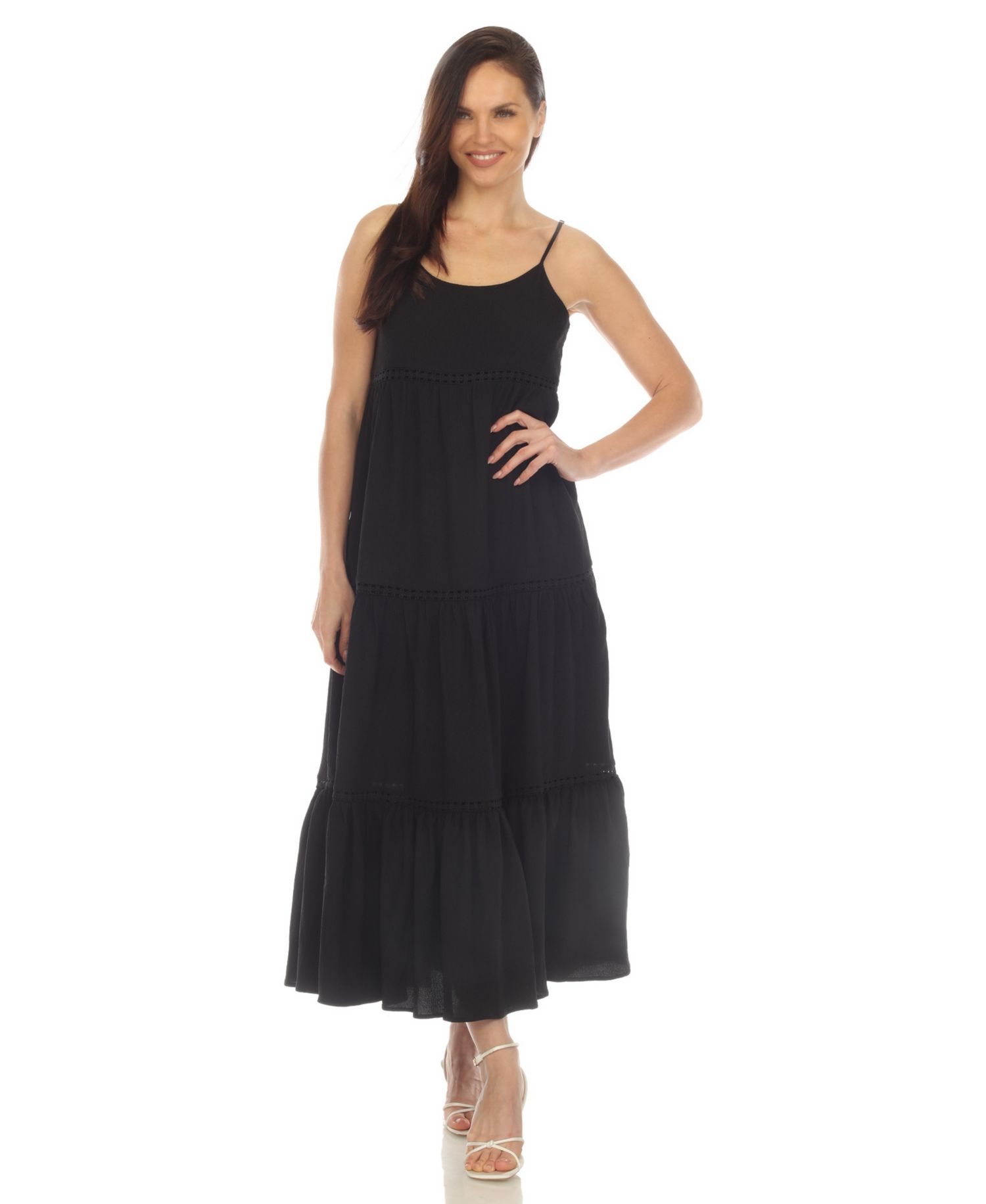 Women's Scoop Neck Tiered Midi Dress