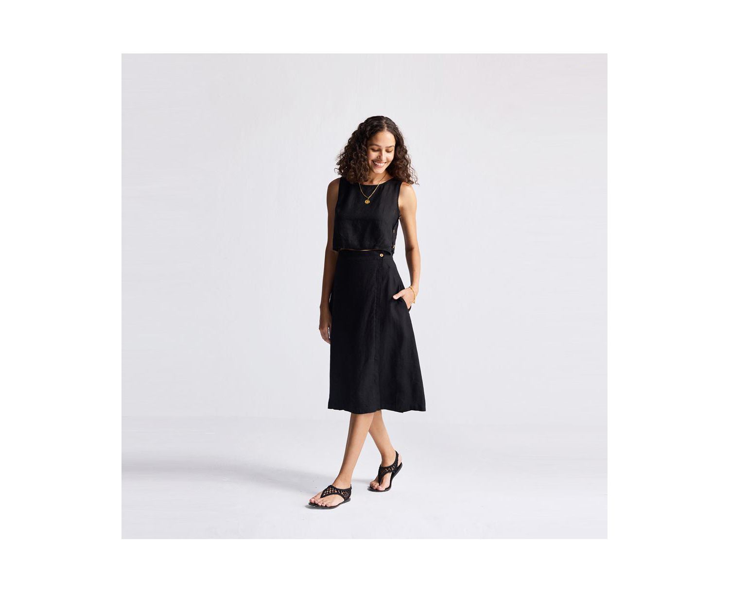 Women's Overlap Midi Skirt